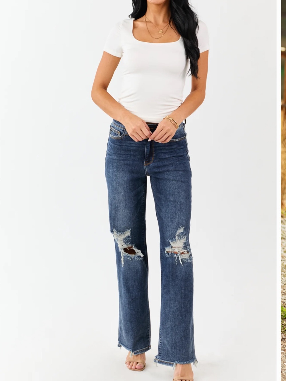 Judy Blue Dark Wash Stretchy Relaxed Straight Jeans 7/28